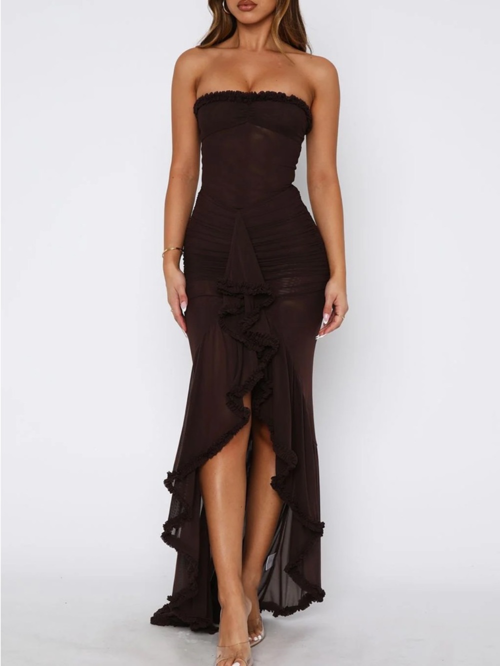 White Fox Boutique Black Mesh Maxi Dress